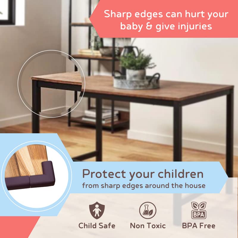 BabySafeHouse Child Proofing Pre-Taped Edge Guard Strip (26ft- Pack of 4) for Sharp Edges of Furniture & Corners (Brown Color) - Image 3