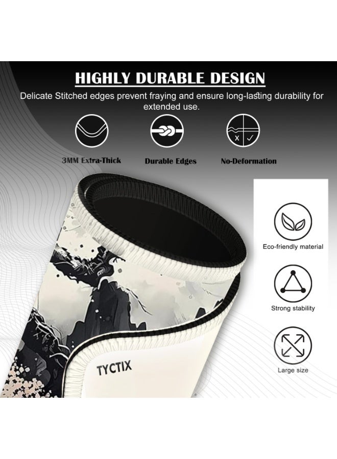 TYCTIX Large Mouse Pad 800x300mm Extended Mouse Pad Non-Slip Rubber Base Gaming Mouse pad Office Mouse Mat Smooth Cloth Surface Desk Mat Keyboard Pads for Computers, Cherry Blossom - Image 5