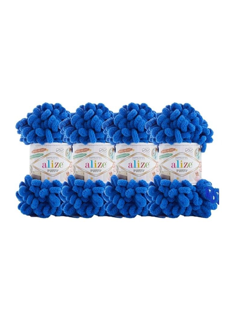 أليزا خيوط اليزا بافي غزل ناعمة منفوشة من 4 بكرات اليز للاطفال مصنوعة من المايكرو بوليستر بنسبة 100% بوزن 400 غرام وطول 39.3 ياردة (141- ازرق ملكي) - Image 1