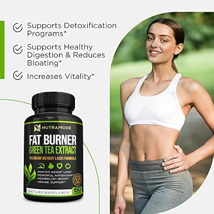 NUTRAMODE مكمل مستخلص الشاي الأخضر الفاخر لحرق الدهون مع EGCG - مثبط شهية طبيعي - حبوب نظام غذائي لفقدان الوزن الصحي تعمل بسرعة للنساء والرجال - معزز الأيض للتخلص من دهون البطن بسرعة - Image 3