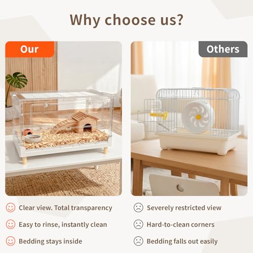 Ruexue Larger Acrylic Transparent Hamster Cage - Small Animal Cage for Guinea Pig, Hedgehog,Dwarf Hamster, Rat,Mouse,Ferret, Sugar Glider and Bird,DIY Extendable & Stackable（27.5" Lx16.9 Wx15.4 H） - Image 3