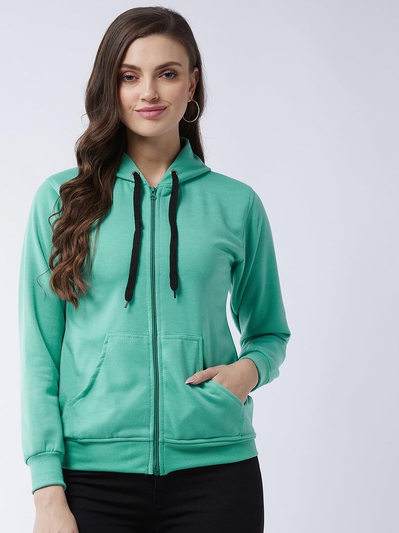 Pivl Full Sleeve Solid Women Sweatshirt_Olive, M - Image 2
