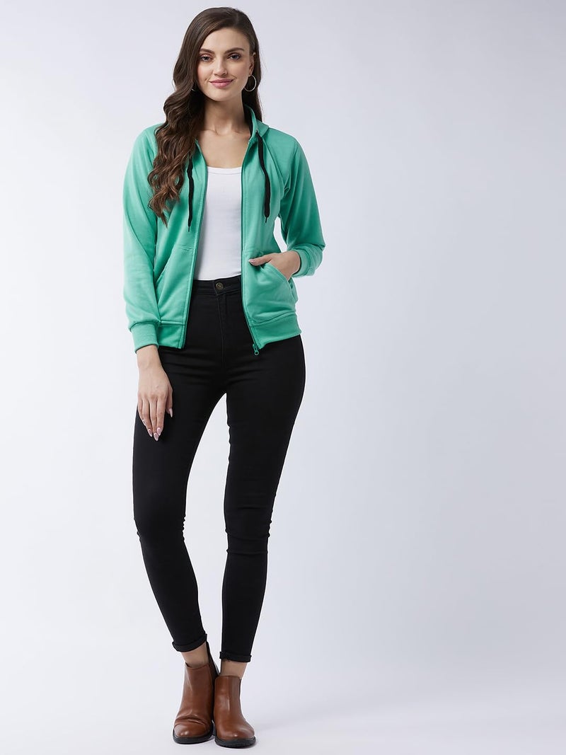 Pivl Full Sleeve Solid Women Sweatshirt_Olive, M - Image 3