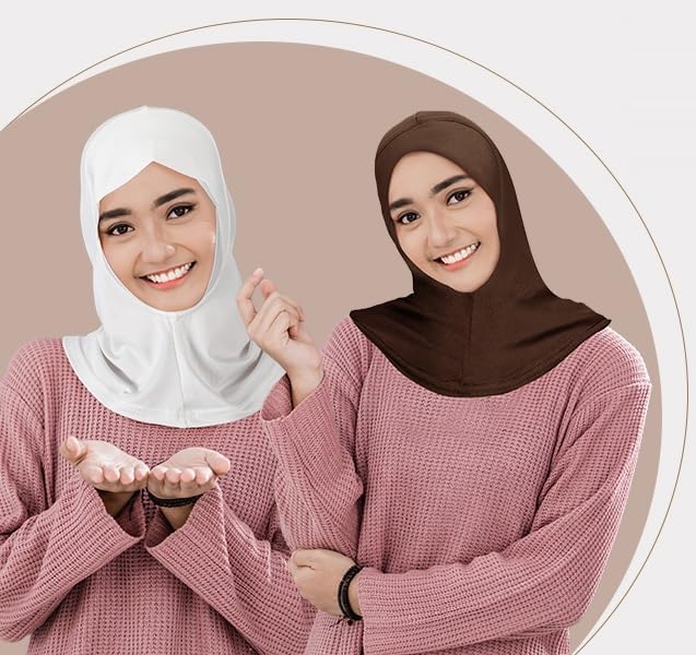 PAROPKAR Pieces Modal Hijab Cap Adjustable Muslim Stretchy Turban Full Cover Shawl Undercap Full Neck Coverage for Girls Women (Brown) - Image 3