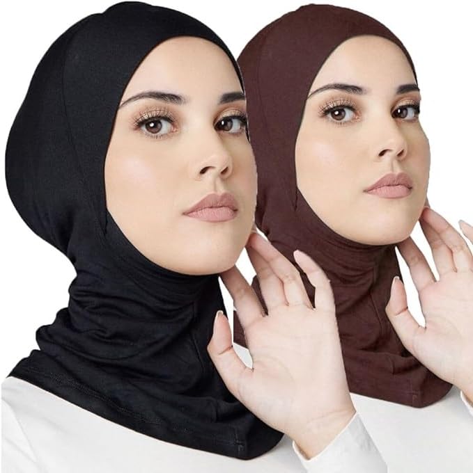 PAROPKAR Pieces Modal Hijab Cap Adjustable Muslim Stretchy Turban Full Cover Shawl Undercap Full Neck Coverage for Girls Women (Brown) - Image 1