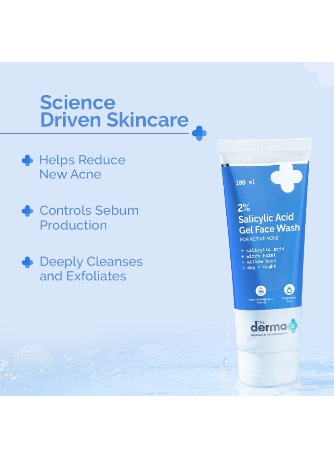 THE derma Co 2% Salicylic Acid Gel Face Wash | For Oily Skin | With Salicylic Acid & Witch Hazel | Treats Active Acne| Unclog Pores | Controls Oil - 100ml  - Image 3