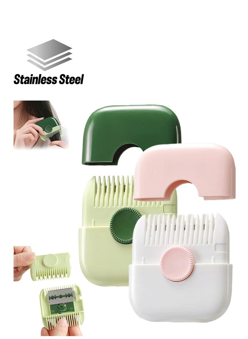 Excefore 2 in 1 Hair Trimmer, Dual-Side Split Ends Hair Trimmer, Hair Trimming and Finishing Bangs Trimmer, Manual Hair Trimmer Comb, for Thin and Thick Hair Trimming and Styling (2pcs Pink+ Green) - Image 1