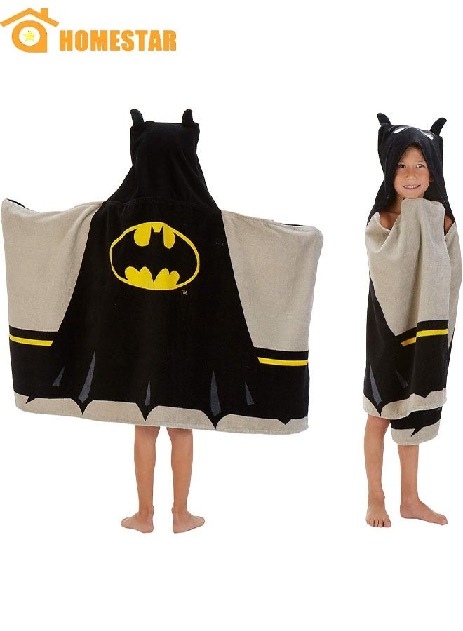 HOMESTAR Soft Batman Kids Hooded Bath Towel, 24*48 Inch, Absorbent Cotton, Cozy Beach, Pool Wrap for Boys and Girls 3-7 - Image 1