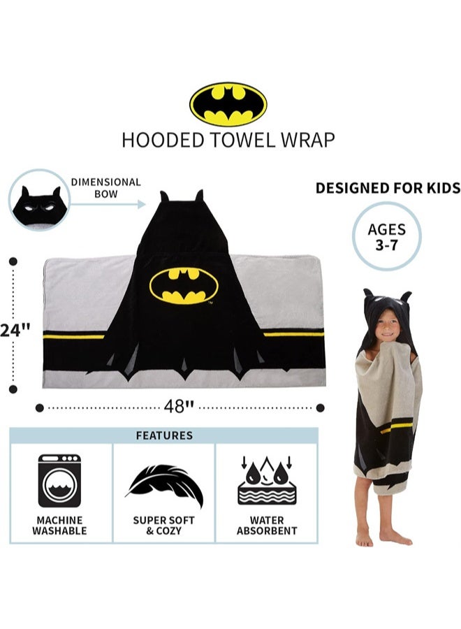 HOMESTAR Soft Batman Kids Hooded Bath Towel, 24*48 Inch, Absorbent Cotton, Cozy Beach, Pool Wrap for Boys and Girls 3-7 - Image 4