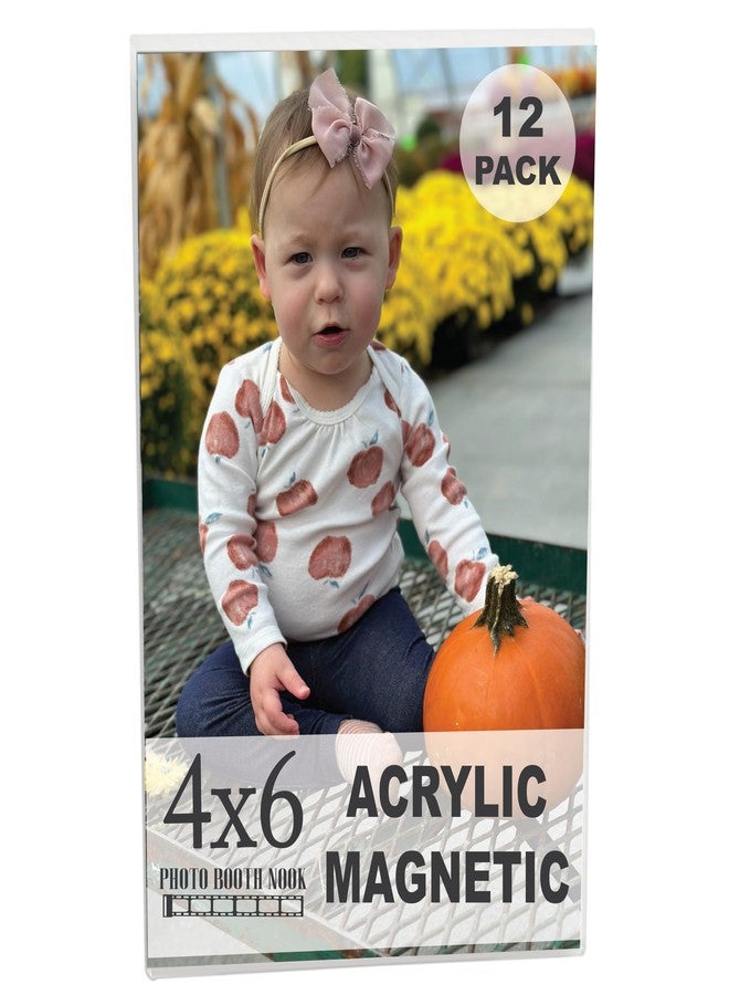 Photo Booth Nook | Magnetic Photo Frames for Refrigerator 4x6 (12 Count) | Clear Acrylic Picture frames 4x6 | Vertical Orientation - Image 1