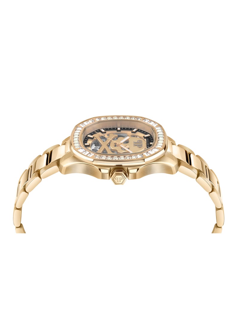 PHILIPP PLEIN - $KELETON $PECTRE Men's 42mm Automatic Watch with Gold Plated Stainless Steel Bracelet - Image 1