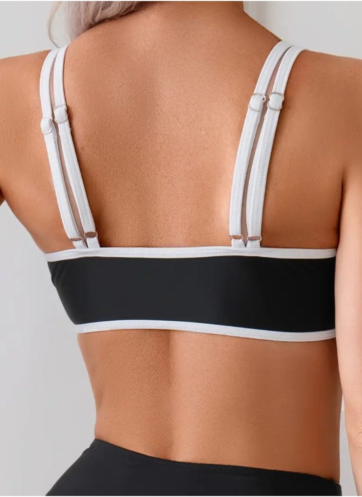 Hanady Two-Piece Bikini in Black and White - High-Quality Korean Lycra Fabric (HN 6051)  - Image 4