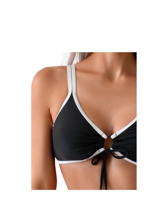 Hanady Two-Piece Bikini in Black and White - High-Quality Korean Lycra Fabric (HN 6051)  - Image 5