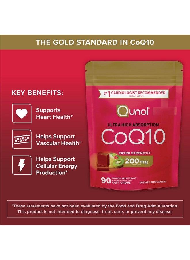 كونول أقراص Qunol CoQ10 200 ملغ للمضغ الناعم، قوة إضافية وامتصاص فائق، مكمل غذائي غني بإنزيم Q10 المساعد، المكمل الغذائي رقم 1 الموصى به من قبل أطباء القلب لصحة القلب، 90 قرصًا - Image 4