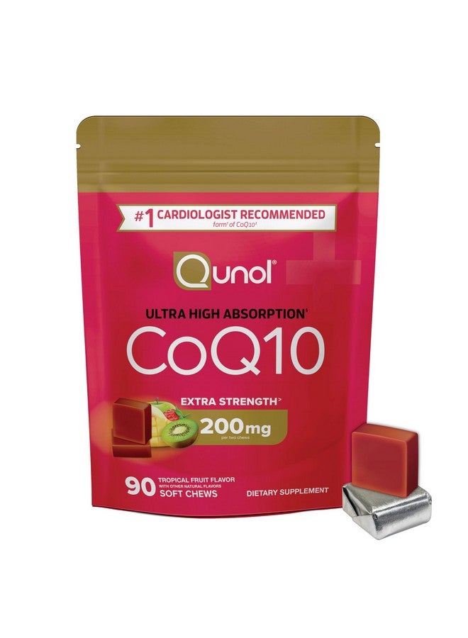 كونول أقراص Qunol CoQ10 200 ملغ للمضغ الناعم، قوة إضافية وامتصاص فائق، مكمل غذائي غني بإنزيم Q10 المساعد، المكمل الغذائي رقم 1 الموصى به من قبل أطباء القلب لصحة القلب، 90 قرصًا - Image 1