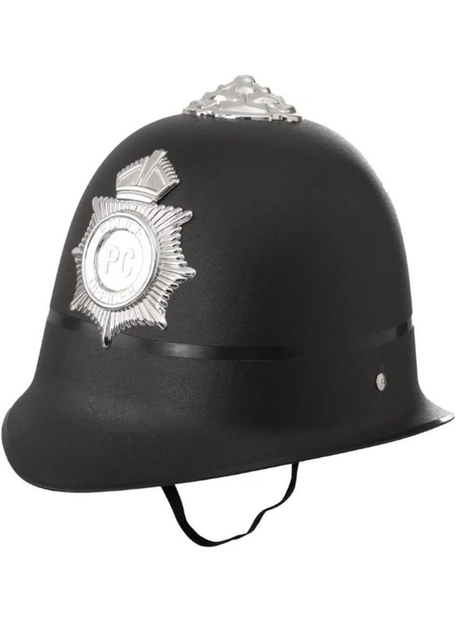 Wowow Toys Kids Police Helmet | Pretend Play Police Hats | Black Police Hat With Chin Strap & Badge | Fancy Dress Accessories For Police Officer Costume | Kids Police Costume Accessory | 3+ - Image 1