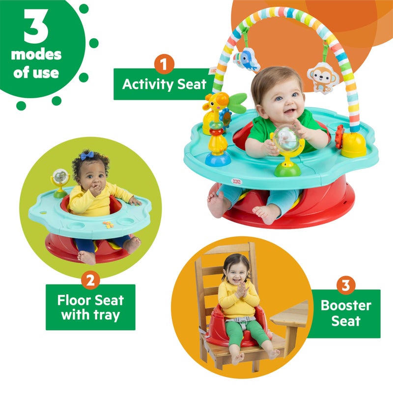 Bright Starts 3-in-1 SuperSeat Playful Paradise, Baby Activity Seat with Toys, Snacking Tray, Booster Seat, BPA Free Tray, Unisex, 6 Months + - Image 2