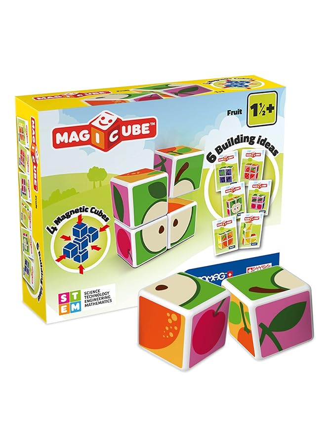 جيوماغ مجموعة مكعبات ماجيكوب المطبوعة + بطاقات أفكار | ألعاب مغناطيسية تعليمية من ستيم، مصنوعة في سويسرا، معاد تدويرها بنسبة 100%، ألعاب مغناطيسية مفتوحة النهاية، مناسبة للأعمار من سنة فما فوق، 6 مكعبات، 3 بطاقات - Image 1