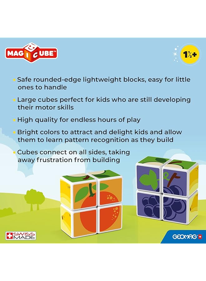 جيوماغ مجموعة مكعبات ماجيكوب المطبوعة + بطاقات أفكار | ألعاب مغناطيسية تعليمية من ستيم، مصنوعة في سويسرا، معاد تدويرها بنسبة 100%، ألعاب مغناطيسية مفتوحة النهاية، مناسبة للأعمار من سنة فما فوق، 6 مكعبات، 3 بطاقات - Image 3
