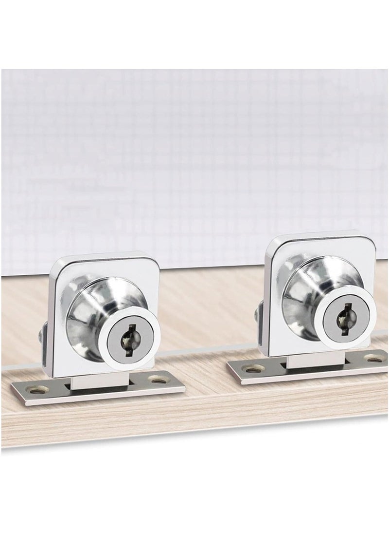 SYOSI Glass Cabinet Lock 2Set Single Swing Glass Cabinet Showcase Door Lock with 4Keys Display Cabinet Replacement Locks for 5-8mm Glass Door Separate Key Without Drilling for Museum Office (Zinc Alloy)  - Image 3