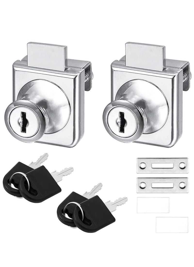SYOSI Glass Cabinet Lock 2Set Single Swing Glass Cabinet Showcase Door Lock with 4Keys Display Cabinet Replacement Locks for 5-8mm Glass Door Separate Key Without Drilling for Museum Office (Zinc Alloy)  - Image 1