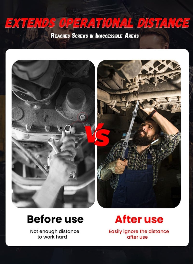 لوبيتيز مفتاح توسيع أداة بار- طويل عزم الدوران مضخم مع 1/2 بوصة محول ثقب مربع, إصلاح المرآب, السيارات, تمديد المفتاح, DIY لمناطق صعبة الوصول - Image 5