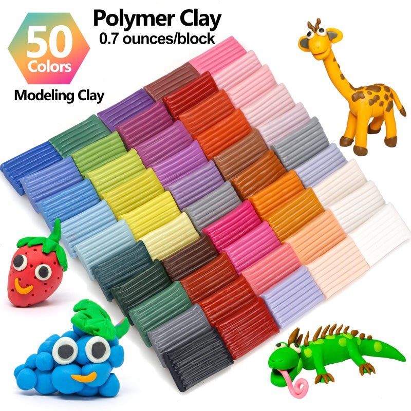 CiaraQ Polymer Clay Starter kit, Oven Bake Modeling Clay with Sculpting Tools, 50 Colors, 2.8 lb - Image 3