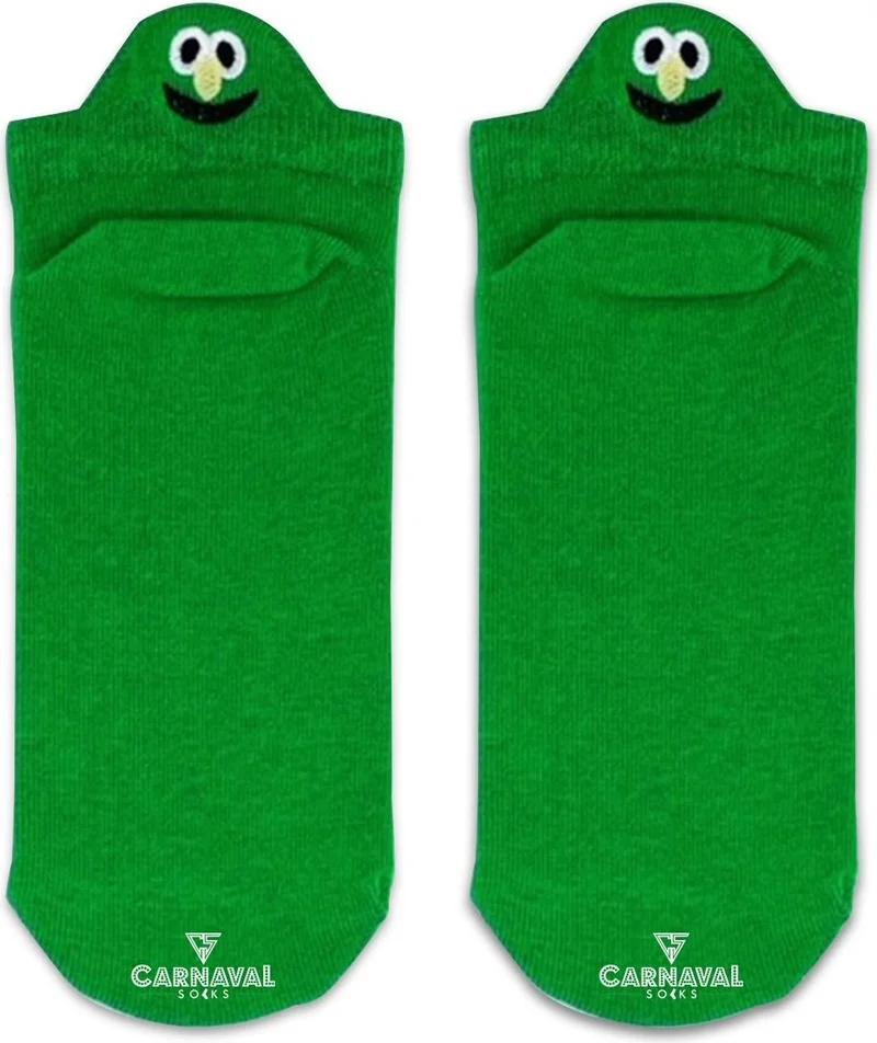 كارنافال سوكس Embroidered Green Emoji Patterned Colorful Socks