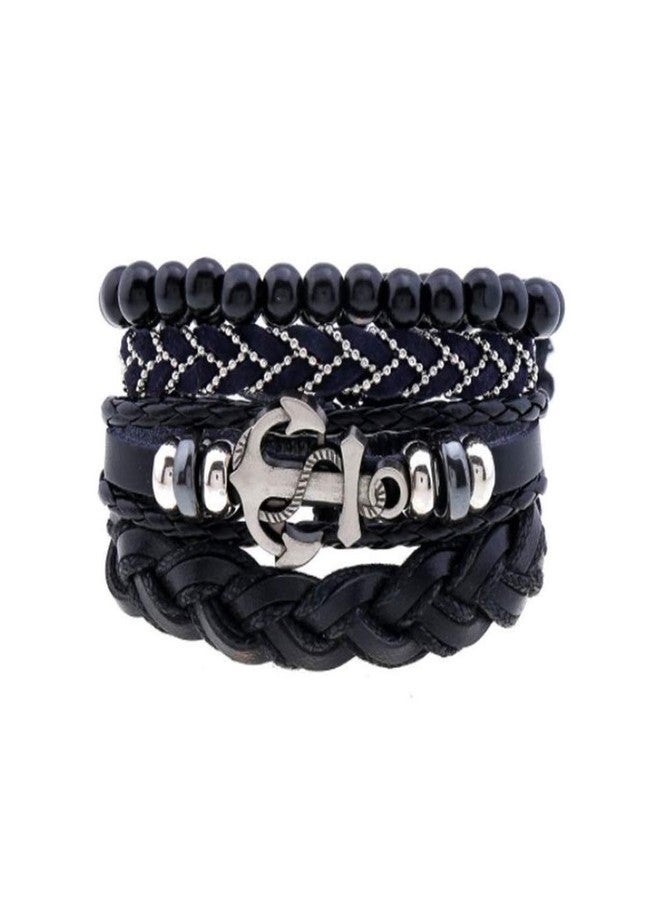 SBI Jewelry Anchor Braided Leather Wrap Bracelet Layered Beaded Bracelets Hamsa Hand Charm Bracelets - Image 1