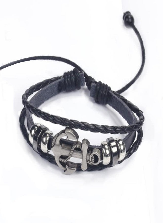 SBI Jewelry Anchor Braided Leather Wrap Bracelet Layered Beaded Bracelets Hamsa Hand Charm Bracelets - Image 4