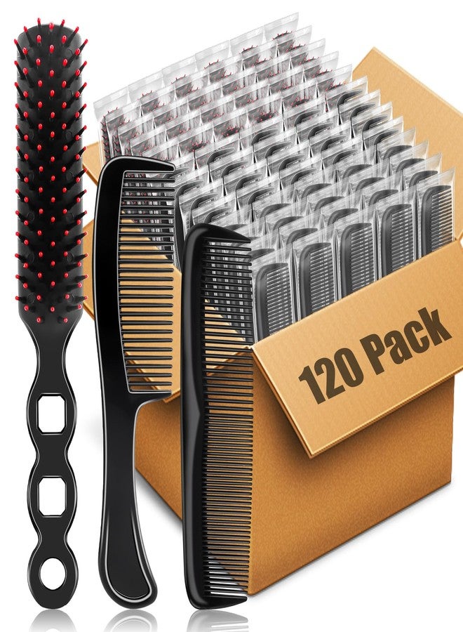 HOFASON 120 Pcs Bulk Hair Brushes Combs Set for Homeless Supplies, Individually Wrapped Hair Brush and Comb for Travel Hotel Shelter Donation Church Operation Bulk Christmas Child Item Gifts - Image 1