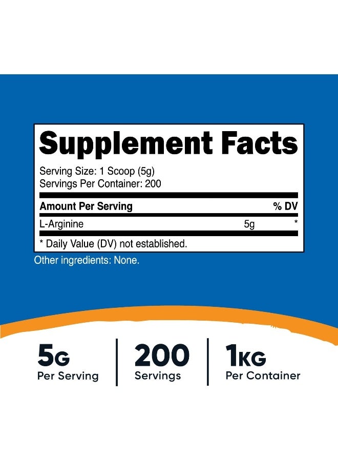 Nutricost مسحوق L-أرجينين 1 كجم - L-أرجينين نقي، 5 جرام لكل حصة - Image 2