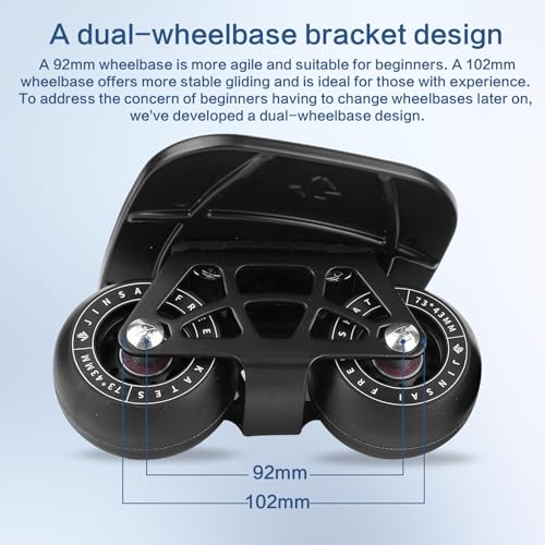 Sanxup FreeSkates Portable Roller Road Drift Skates Plate, with Aluminum Alloy Deck Non-Slip, Board Split Skateboard with PU Wheels High-end Bearings(Black) - Image 5