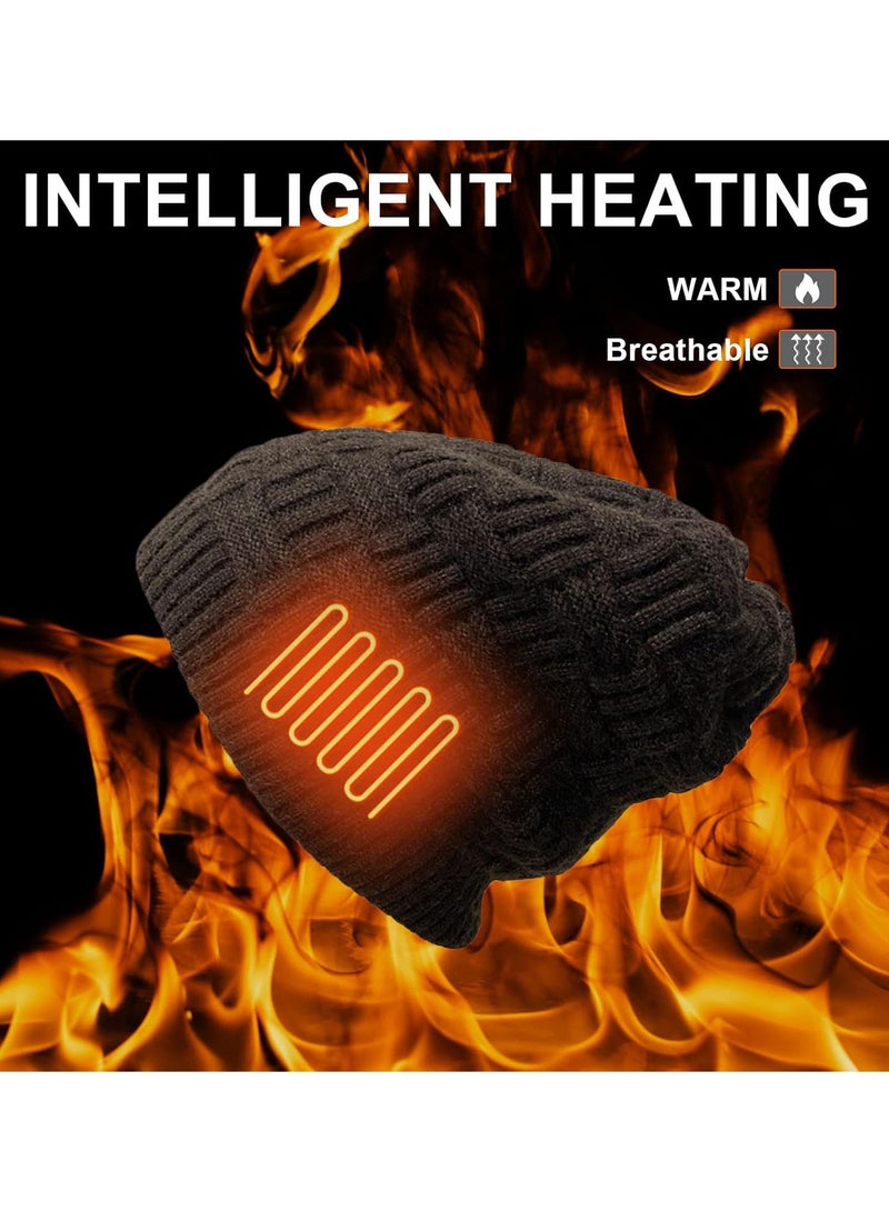GGOOT Heated Beanie | Thermal Beanie with 3 Temperature Levels,Rechargeable Warm Winter Hat Knit Skull Cap Unisex Outdoor Sports Heated Beanies - Image 5