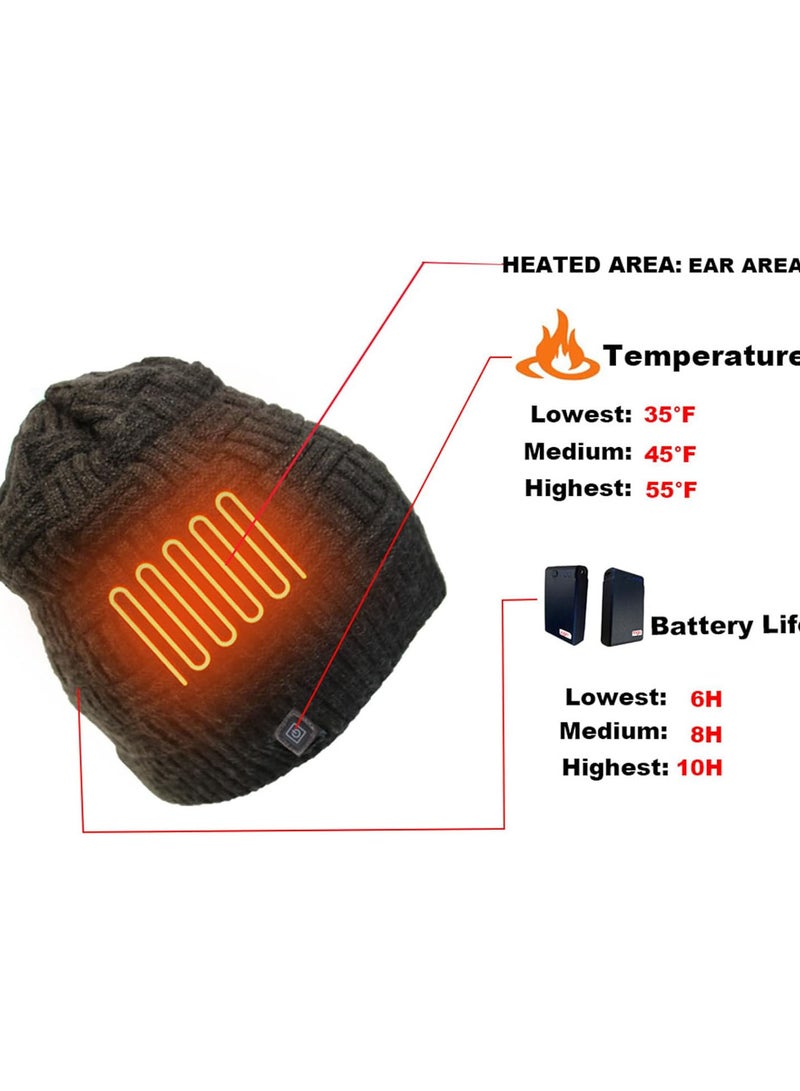 GGOOT Heated Beanie | Thermal Beanie with 3 Temperature Levels,Rechargeable Warm Winter Hat Knit Skull Cap Unisex Outdoor Sports Heated Beanies - Image 3