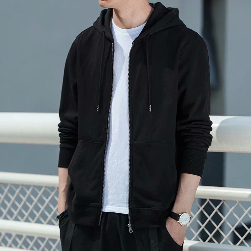 Fleece-Lined Warm Coat Men'S Cardigan Sports Top Casual Hooded Sweater Men'S - Image 1