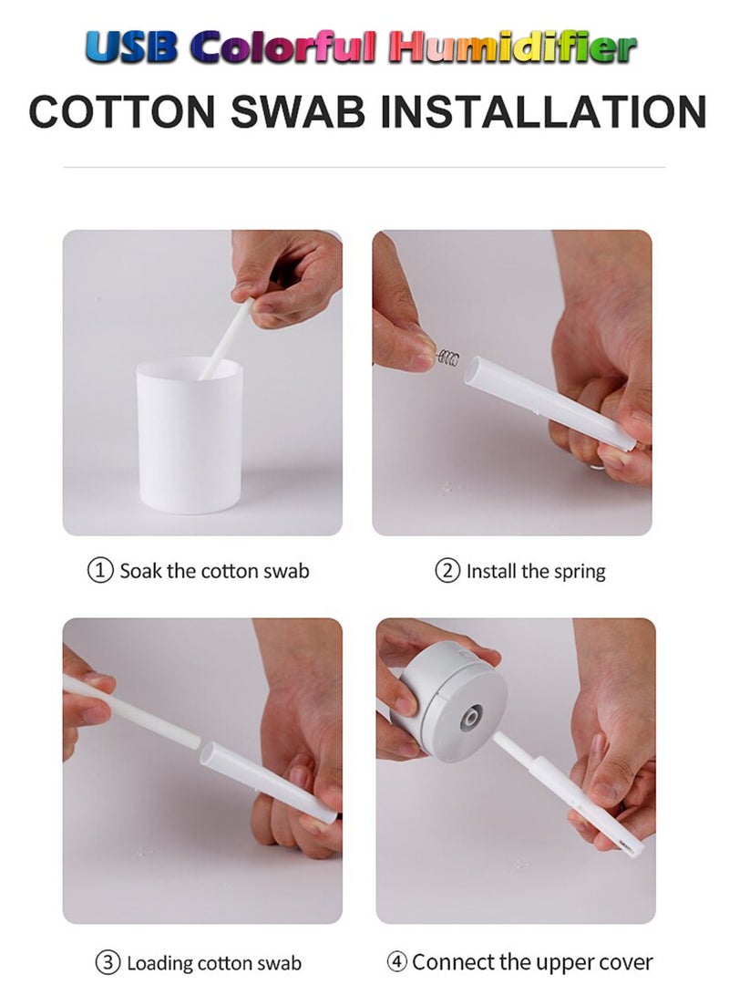 H2O مرطبات H₂O لغرفة النوم، مرطب ضباب بارد لغرفة النوم، مرطب مكتب محمول بمنفذ USB مع أضواء ملونة، مرطب بالموجات فوق الصوتية هادئ للسفر والمنزل والمكتب والسيارة... (اللون أخضر)  - Image 5