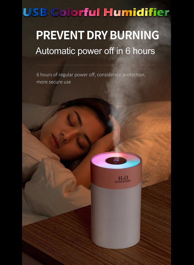 H2O مرطبات H₂O لغرفة النوم، مرطب ضباب بارد لغرفة النوم، مرطب مكتب محمول بمنفذ USB مع أضواء ملونة، مرطب بالموجات فوق الصوتية هادئ للسفر والمنزل والمكتب والسيارة... (اللون أخضر)  - Image 3