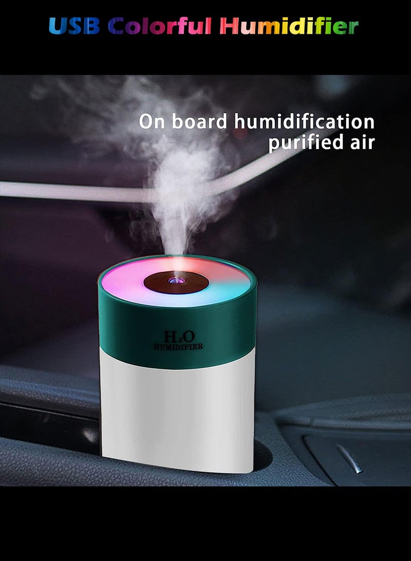 H2O مرطبات H₂O لغرفة النوم، مرطب ضباب بارد لغرفة النوم، مرطب مكتب محمول بمنفذ USB مع أضواء ملونة، مرطب بالموجات فوق الصوتية هادئ للسفر والمنزل والمكتب والسيارة... (اللون أخضر)  - Image 4