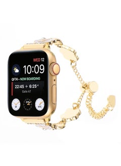 Replacement Strap For Apple Watch Series 5 44mm Camellia Metal Chain Bracelet Watch Band White Gold