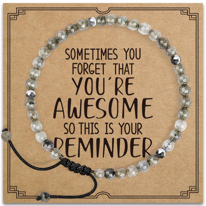 ZOKCC Sometimes You Forget You're Awesome Gifts Healing Natural Stone Beaded Bracelets Gift - Inspirational Gifts for Her Mom Friend Sister Women Bestie - Image 1