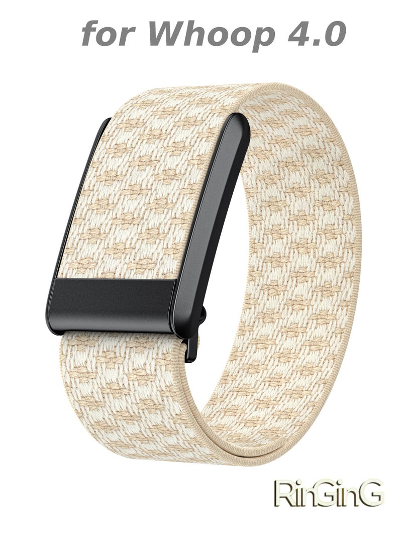 RinGinG Breathable Cashmere-Elastic Wristband for Whoop 4.0 – Durable adjustable woven strap with cashmere-nylon blend, engineered for round-the-clock wear during sleep monitoring, gym workouts, and activity tracking. Combines moisture-wicking comfort and strap adjustability for seamless band replacement. Tool-free installation - Image 1