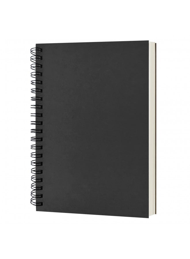 DSTELIN DSTELIN Blank Spiral Notebook, 1-Pack, Soft Cover, Sketch book, 100 Pages / 50 Sheets, 7.5 inch x 5.1 inch (Black)  - Image 2