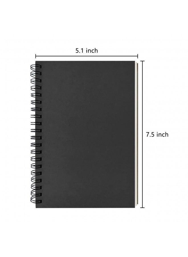 DSTELIN DSTELIN Blank Spiral Notebook, 1-Pack, Soft Cover, Sketch book, 100 Pages / 50 Sheets, 7.5 inch x 5.1 inch (Black)  - Image 3