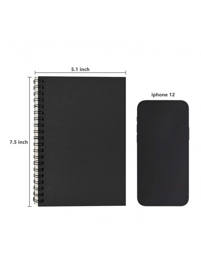 DSTELIN DSTELIN Blank Spiral Notebook, 1-Pack, Soft Cover, Sketch book, 100 Pages / 50 Sheets, 7.5 inch x 5.1 inch (Black)  - Image 4