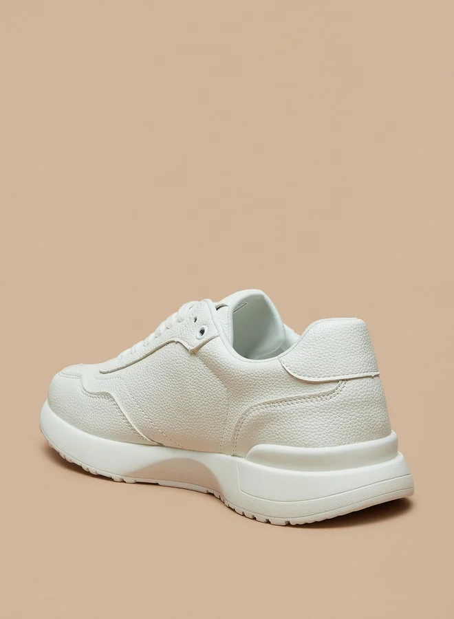 Flora Bella By Shoexpress Monotone Low Ankle Sneakers with Lace-Up Closure