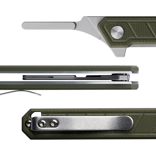 OLITANS G046 Mecha Mini Slim Folding Scalpel with 5pcs #24 and 5pcs #60 G14 Handle with Liner Lock, Utility EDC Pocket Knife with Back Clip（Green） - Image 4
