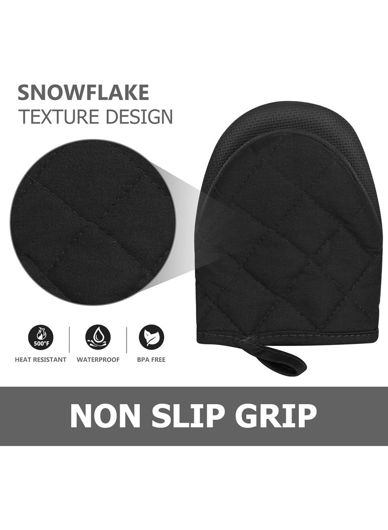 1 pair of short oven gloves - Kitchen oven gloves, high heat resistance 500 ℉, mini oven clip with anti slip grip surface and hanging ring, used for grilling, baking, cooking, and grilling (black)  - Image 4