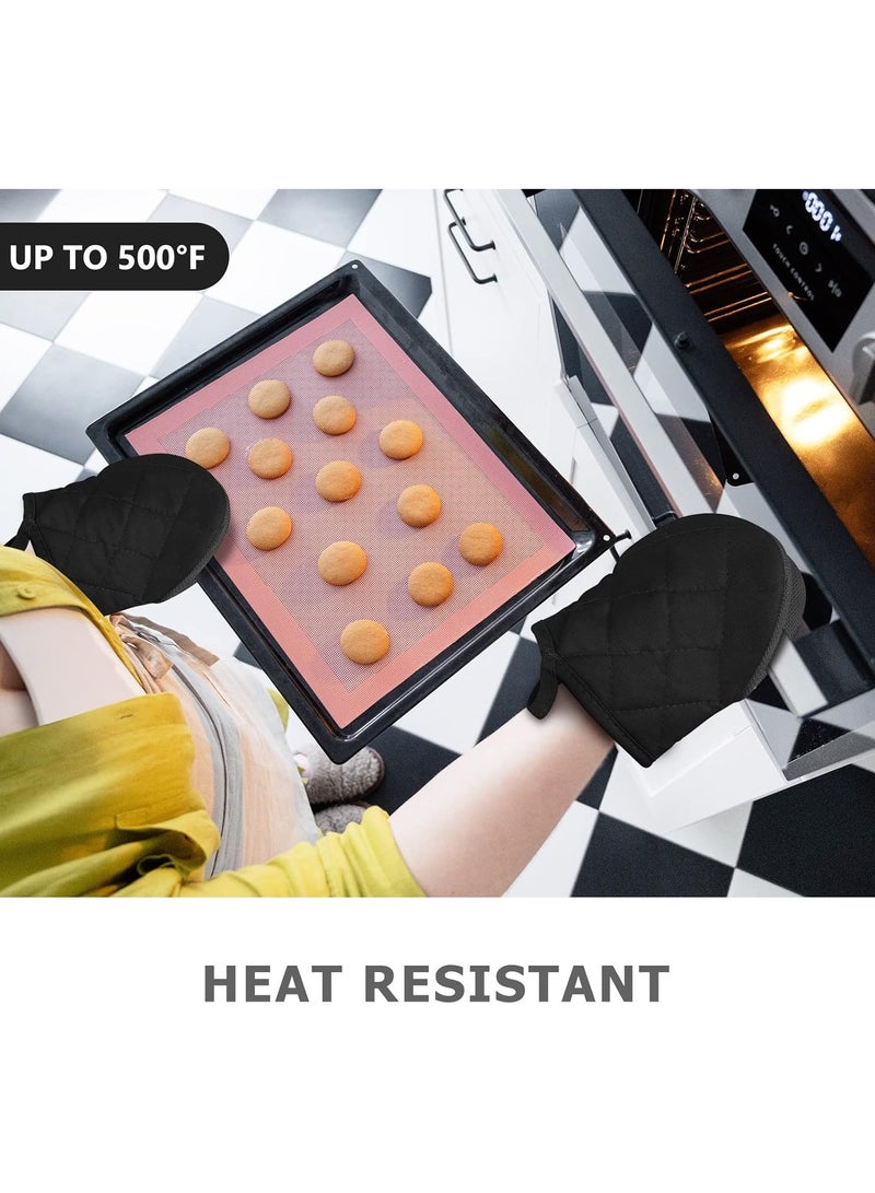 1 pair of short oven gloves - Kitchen oven gloves, high heat resistance 500 ℉, mini oven clip with anti slip grip surface and hanging ring, used for grilling, baking, cooking, and grilling (black)  - Image 3