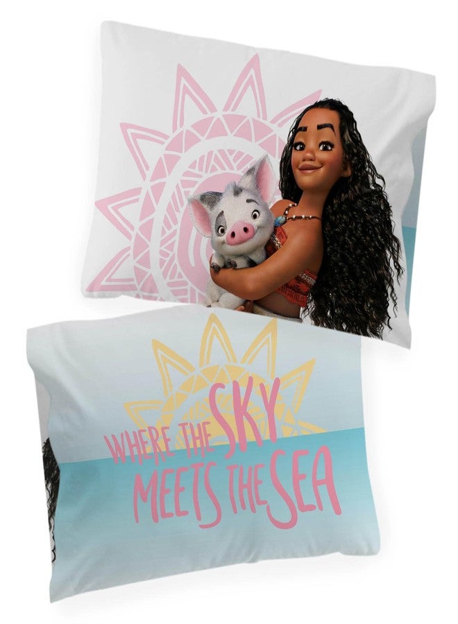 Jay Franco Disney Moana 1 Pack Reversible Pillowcase - Tropical Patchwork Double Sided Pillow Cover - Features Pua, Kids Super Soft Bedding - Image 4